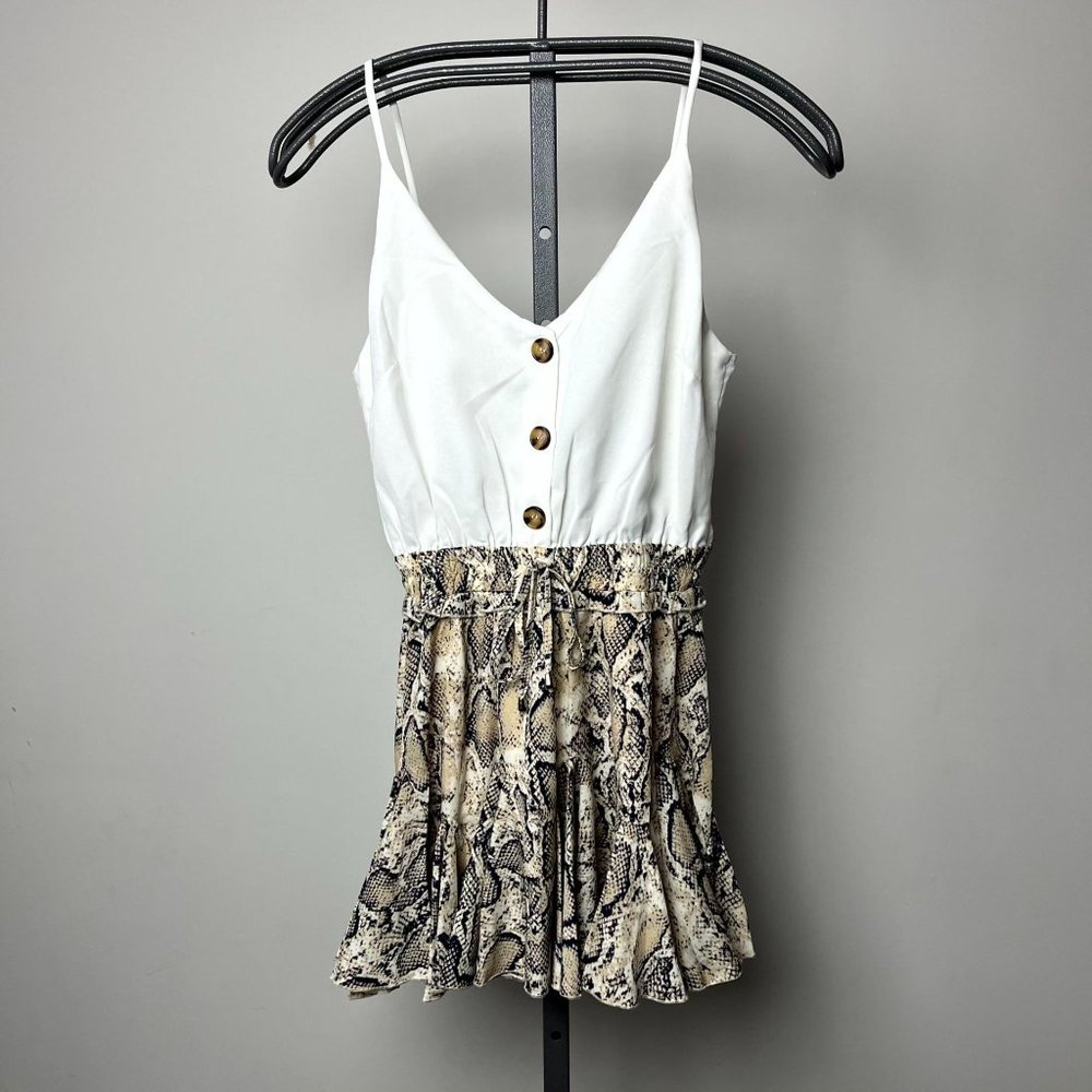 Main Strip Santura Snake Print Ruffle Dress/Romper ‎ Size Small